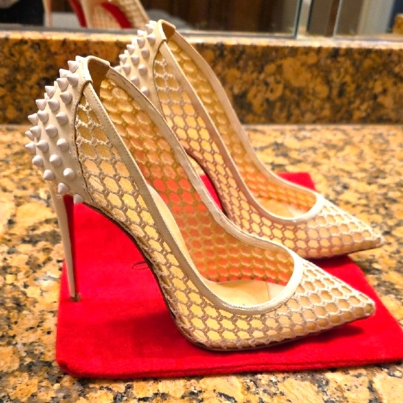 Christian Louboutin Shoes - Elegant Cream Spiked Heels